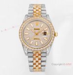 Bust Down Rolex Datejust 41mm MS Factory Cal.3235 Special Edition Watch in 904 Yellow Gold Pave diamonds